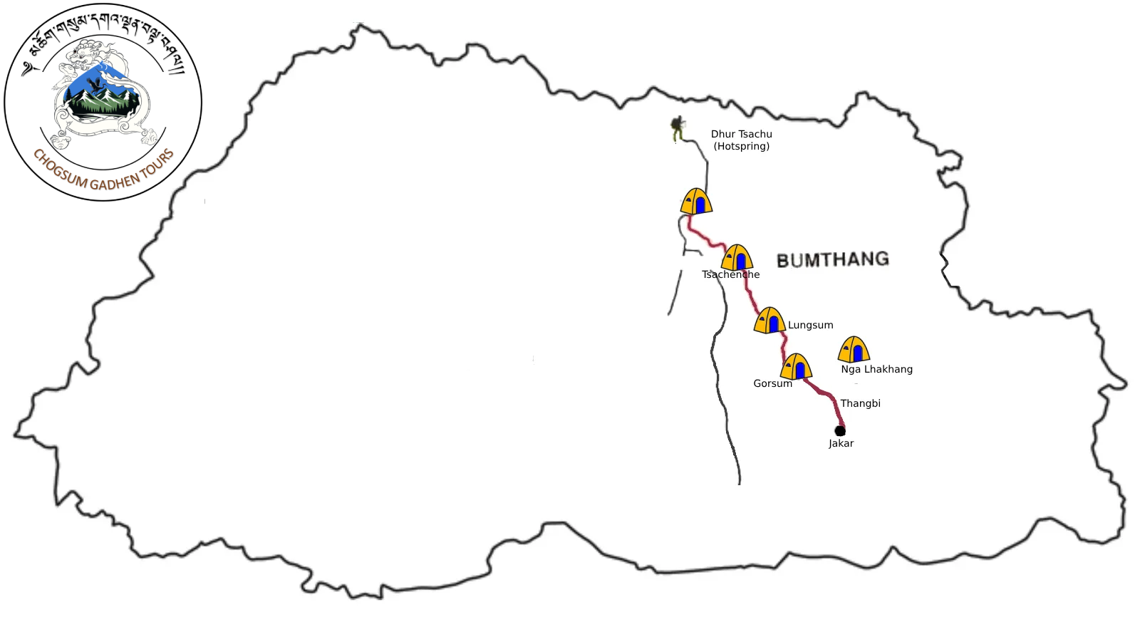 Dhur-Hotspring Trek Route Map