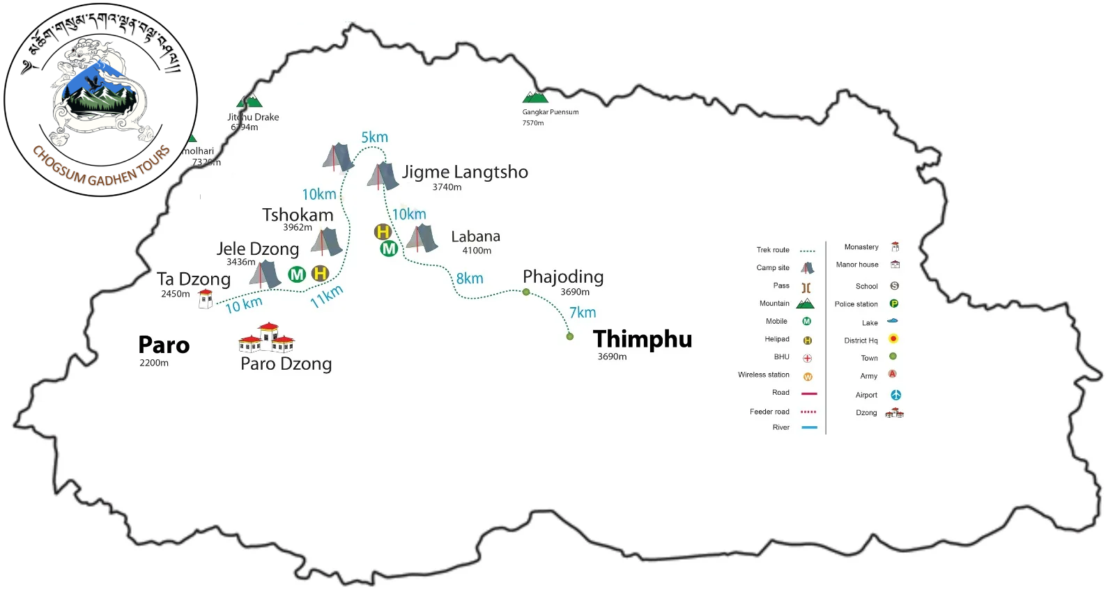 Drukpath Trek Route Map